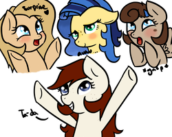 Size: 2500x2000 | Tagged: safe, artist:ivorylace, artist:katiespalace, oc, oc only, oc:backy, oc:cookie dough, oc:cookie dough (trottingham), oc:milky way, pony, female, high res, inspiration, mare, mod pony, tumblr