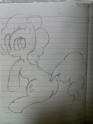 Size: 1920x2560 | Tagged: safe, artist:ushiro no kukan, pinkie pie, g4, female, lined paper, monochrome, pixiv, solo, traditional art