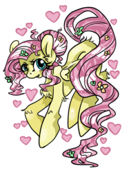 Size: 2480x3508 | Tagged: safe, artist:sk-ree, fluttershy, pegasus, pony, g4, alternate hairstyle, female, heart, high res, mare, simple background, solo, transparent background