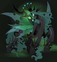 Size: 2856x3134 | Tagged: safe, artist:taiga-blackfield, queen chrysalis, changeling, changeling queen, g4, crown, fangs, female, high res, jewelry, regalia, solo, tongue out