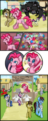 Size: 1000x2500 | Tagged: safe, artist:chiweee, bon bon, cerberus (g4), derpy hooves, doctor whooves, pinkie pie, spike, sweetie belle, sweetie drops, time turner, twilight sparkle, cerberus, parasprite, pegasus, pony, g4, business, clothes, comic, female, mare, multiple heads, panic, shirt, spikezilla, t-shirt, three heads