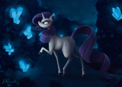 Size: 850x605 | Tagged: safe, artist:alittleofsomething, rarity, g4, crystal, female, solo