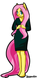 Size: 905x1920 | Tagged: safe, artist:tarragon2000, fluttershy, anthro, unguligrade anthro, g4, female, simple background, solo