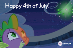 Size: 549x363 | Tagged: safe, spike, equestria games (episode), g4, official, 4th of july, equestria games, fireworks, hub logo, hubble, male, solo