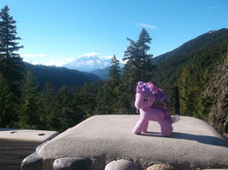 Size: 1599x1194 | Tagged: safe, artist:strawberryaqua, twilight sparkle, g4, mount rainier, mountain, photo, ponies around the world, washington