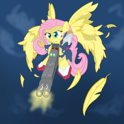 Size: 800x800 | Tagged: safe, artist:gndriver, fluttershy, g4, crossover, feather, female, gundam, gundam wing, solo, wing zero custom, wings