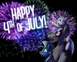Size: 1000x800 | Tagged: safe, artist:wiggles, drizzle, oc, oc:sea breeze, 4th of july, american independence day, fireworks