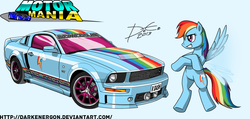 Size: 1328x631 | Tagged: safe, artist:darkenergon, rainbow dash, g4, car, female, mustang, solo