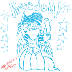 Size: 900x900 | Tagged: safe, artist:bunnycat, oc, oc only, oc:sweet key, bald eagle, anthro, 4th of july, american, american independence day, chibi, female, freedom, independence day