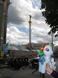 Size: 2112x2816 | Tagged: safe, artist:nocturnallona, rainbow dash, g4, high res, irl, kiev, kyiv, outdoors, photo, plushie, ponies around the world, ukraine