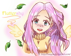 Size: 3779x2952 | Tagged: safe, artist:lisajes, fluttershy, human, g4, female, high res, humanized, solo, winged humanization