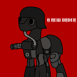 Size: 3000x3028 | Tagged: safe, artist:iron gear, artist:nasse, pony, armor, gun, helmet, high res, hose, ponified, return to castle wolfenstein, solo, stahlhelm, weapon, wolfenstein, wolfenstein the new order, über-soldat