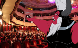 Size: 600x367 | Tagged: safe, artist:drpain, edit, lord tirek, g4, audience, irl, opera, photo, ponies in real life