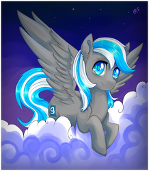 Size: 960x1101 | Tagged: safe, artist:renaifoxi, oc, oc only, oc:wesley gard, pegasus, pony, cloud, male, solo, stallion