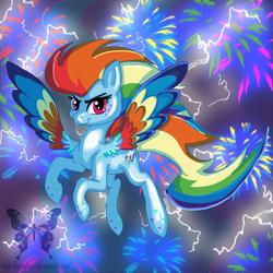 Size: 3500x3500 | Tagged: safe, artist:shimmycocopuffssx1, rainbow dash, pegasus, pony, g4, female, high res, looking at you, mare, rainbow power, solo