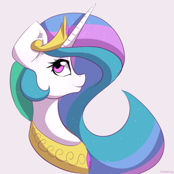 Size: 1750x1750 | Tagged: safe, artist:thebatfang, princess celestia, g4, female, looking up, portrait, smiling, solo