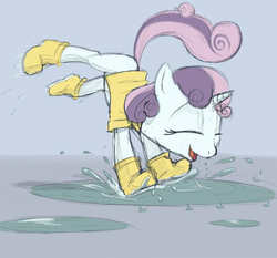 Size: 860x800 | Tagged: artist needed, safe, sweetie belle, g4, colored, female, puddle, solo, wellington boots