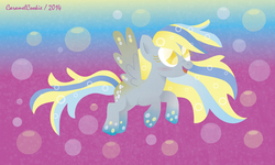 Size: 1280x768 | Tagged: safe, artist:caramelcookie, derpy hooves, pegasus, pony, g4, female, mare, rainbow power, solo