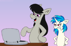 Size: 684x450 | Tagged: safe, artist:hellarmy, dj pon-3, octavia melody, vinyl scratch, g4, duo