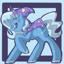 Size: 1024x1024 | Tagged: safe, artist:pegsie, artist:pegsie-art, trixie, pony, unicorn, g4, ear fluff, female, mare, no pupils, profile, raised hoof, solo, unshorn fetlocks