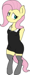 Size: 4851x11960 | Tagged: safe, artist:coinpo, fluttershy, anthro, g4, absurd resolution, bipedal, clothes, dress, female, shy, solo, stockings