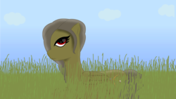 Size: 1600x900 | Tagged: safe, artist:totallynotabronyfim, oc, oc only, pegasus, pony, bow, cloud, cloudy, grass, sky, solo