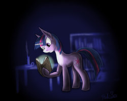 Size: 1003x796 | Tagged: safe, twilight sparkle, g4, book, crossover, female, myst, solo, that pony sure does love books