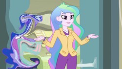 Size: 320x180 | Tagged: safe, artist:idonthavename14, edit, edited screencap, screencap, princess celestia, princess luna, principal celestia, equestria girls, g4, warp, wat