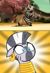 Size: 709x1024 | Tagged: safe, zecora, zebra, g4, cosplay, exploitable meme, kung fu panda, master po, meme