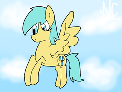 Size: 1024x768 | Tagged: safe, artist:nerdycupcakesx, sunshower raindrops, g4, cloud, cloudy, female, solo