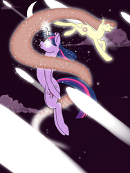 Size: 1024x1365 | Tagged: safe, artist:eritnger, twilight sparkle, oc, g4, duo, glowing eyes, kiki havivy, spirit