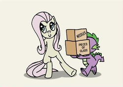 Size: 477x336 | Tagged: safe, artist:niban-destikim, fluttershy, spike, g4, the return of harmony, abuse, cropped, discorded, flutterbitch, spikeabuse, this will end in pain, this will end in tears