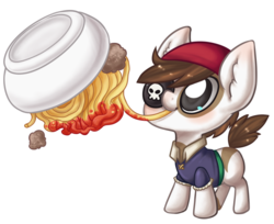 Size: 1024x837 | Tagged: safe, artist:cocoffe, pipsqueak, earth pony, pony, g4, colt, foal, food, male, pasta, pipsqueak eating spaghetti, simple background, solo, spaghetti, transparent background