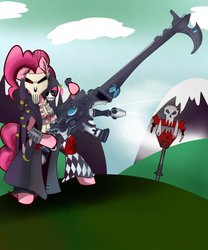 Size: 811x973 | Tagged: safe, artist:gunrunner, pinkie pie, eldar, ork, g4, 10/6, death jester, harlequin, warhammer (game), warhammer 40k