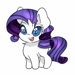 Size: 600x600 | Tagged: safe, artist:mister-true, artist:tru, rarity, pony, unicorn, g4, animated, askfillyrarity, bouncing, chibi, cute, female, filly, filly rarity, heart eyes, open mouth, rarara, raribetes, simple background, smiling, solo, two-frame gif, white background, wingding eyes