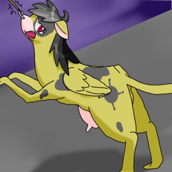 Size: 400x400 | Tagged: safe, artist:kushina13, daring do, cow, g4, butt, cowified, daring moo, female, implied anus, implied labia, looking at you, nose ring, plot, solo, species swap, teary eyes, udder