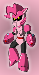 Size: 498x950 | Tagged: safe, artist:sandvvich, pinkie pie, robot, g4, crossover, female, mega man (series), robot master, solo