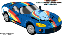 Size: 1200x684 | Tagged: safe, artist:jonpablo45, rainbow dash, g4, car, dodge (car), dodge viper, female, solo