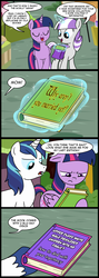 Size: 713x2000 | Tagged: safe, artist:madmax, shining armor, twilight sparkle, twilight velvet, alicorn, pony, unicorn, g4, anachronism, artist's last image, blu-ray, book, check your privilege, comic, female, glowing horn, hilarious in hindsight, horn, infertility, levitation, magic, magic aura, male, mare, mother and child, mother and daughter, mothers gonna mother, saddle bag, shipper on deck, stallion, subtle as a train wreck, telekinesis, that pony sure does want grandfoals, twilight sparkle (alicorn)