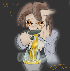 Size: 1280x1300 | Tagged: safe, artist:digitaldomain123, oc, oc only, oc:digital, demon pony, original species, digital art, eat, eating, nom, noodles, ramen, ramen face, solo