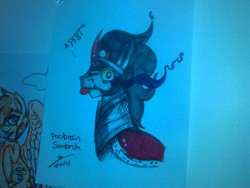 Size: 1280x960 | Tagged: safe, artist:beerdog, king sombra, g4, poo brain, traditional art