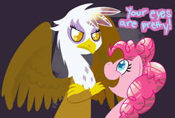 Size: 915x616 | Tagged: safe, artist:rivalcat, gilda, pinkie pie, griffon, g4, female, lesbian, ship:gildapie, shipping