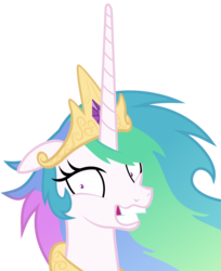 Size: 4900x6000 | Tagged: safe, artist:magister39, princess celestia, pony, g4, absurd resolution, female, floppy ears, grin, insanity, looking at you, mare, rapeface, simple background, snaplestia, solo, transparent background, vector, wide eyes