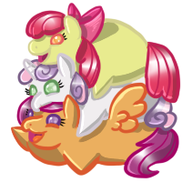 Size: 200x200 | Tagged: safe, artist:pennywereskunk, apple bloom, scootaloo, sweetie belle, g4, cutie mark crusaders, pile