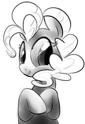 Size: 577x837 | Tagged: safe, artist:dotkwa, pinkie pie, g4, female, grayscale, monochrome, smiling, solo