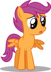 Size: 5000x7043 | Tagged: safe, artist:soren-the-owl, scootaloo, g4, absurd resolution, female, sad, simple background, solo, transparent background, vector