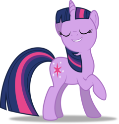 Size: 5000x5216 | Tagged: safe, artist:soren-the-owl, twilight sparkle, pony, unicorn, g4, it's about time, season 2, absurd resolution, eyes closed, female, grin, mare, pose, raised hoof, simple background, smiling, solo, transparent background, unicorn twilight, vector