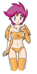 Size: 3000x6000 | Tagged: safe, artist:danmakuman, artist:outlaw-marston, scootaloo, human, g4, belly button, clothes, female, humanized, simple background, solo, swimsuit, thigh boots, thigh highs, transparent background, underass, vector, winged humanization