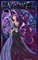 Size: 777x1200 | Tagged: safe, artist:semehammer, nightmare rarity, human, g4, 2014, armor, clothes, dress, female, humanized, jewelry, looking at you, magic, smiling, solo