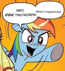 Size: 334x366 | Tagged: safe, idw, rainbow dash, g4, exploitable meme, meme, two words meme